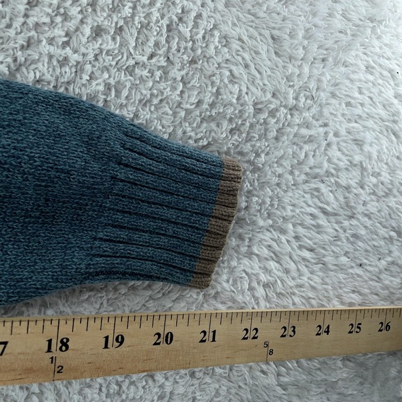 Columbia Sweater Mens Small Blue Quarter Zip Mock Neck Striped Knit Pullover - Picture 6 of 8